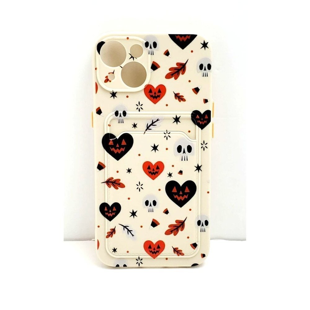 iPhone 13 Halloween Heart Pumpkins Skulls Card Slot Phone Case